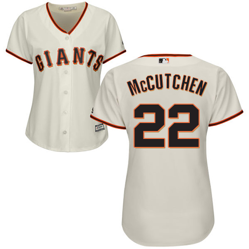 Giants #22 Andrew McCutchen Cream Home Women's Stitched MLB Jersey - Click Image to Close